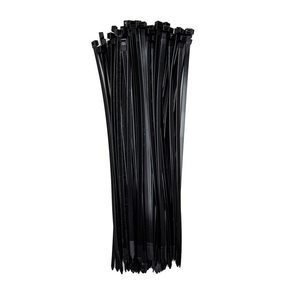 South Main Hardware Cable Tie, 14 in L, Black, Nylon, 120 lb Strength, 100 PK - 222267