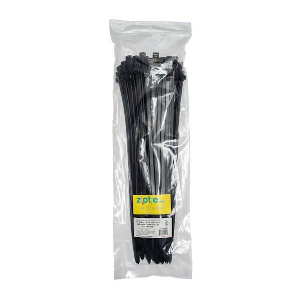 South Main Hardware Cable Tie, 14 in L, Black, Nylon, 120 lb Strength, 100 PK - 222267