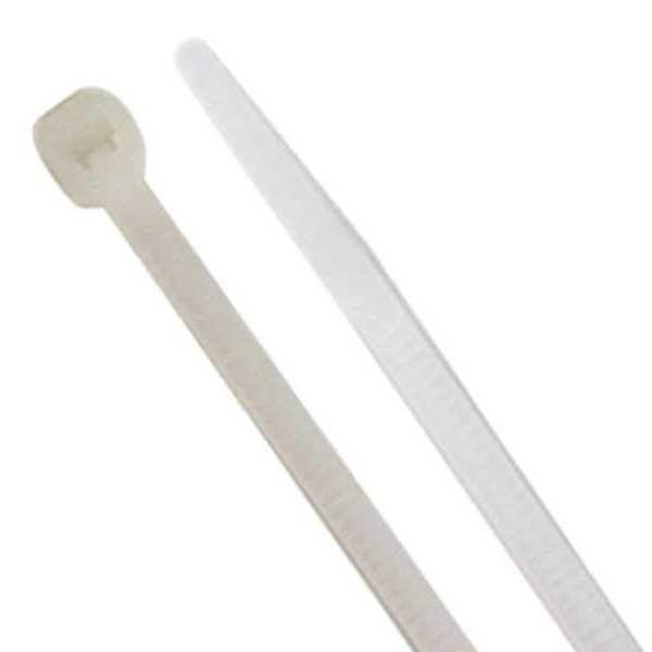Power First Cable Tie, 8 in L, 2 in Max Bundle Dia., Natural, Nylon 6/6, 18 lb Strength, 100 PK - 36J133