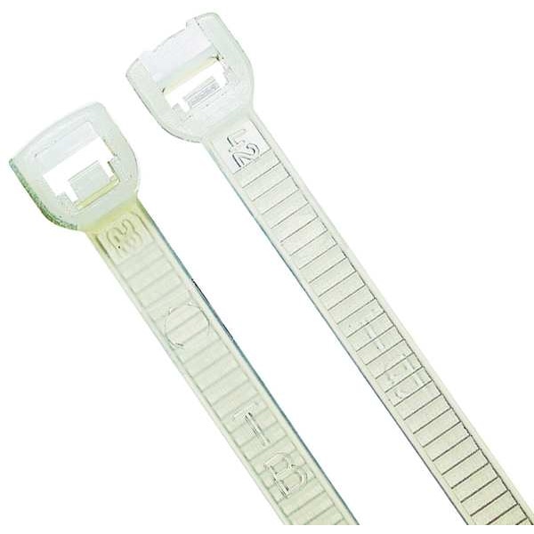 Power First Cable Tie, 8 in L, 2 in Max Bundle Dia., Natural, Nylon 6/6, 50 lb Strength, 1000 PK - 36J151