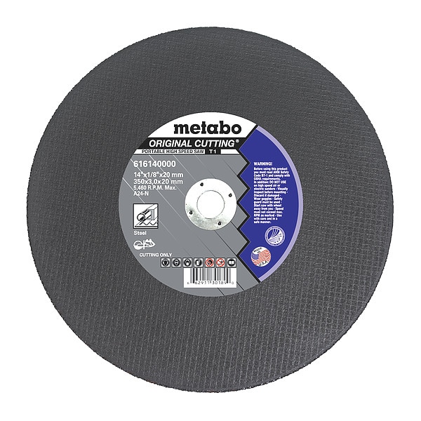 Rueda de corte Metabo, T1, A24N, 14"X1/8"X20mm - 616140000