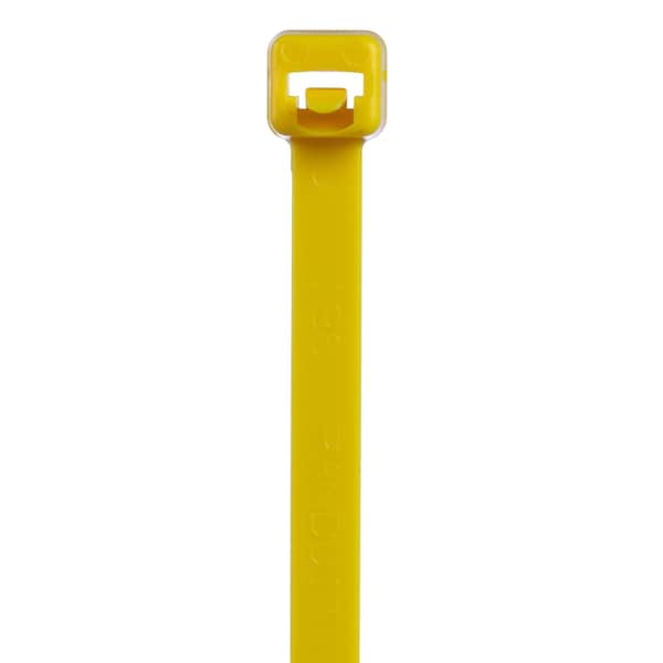 Panduit Cable Tie, 14-1/2 in L, 4 in Max Bundle Dia., Yellow, Nylon 6/6, 50 lb Strength, 1000 PK - PRT4S-M4Y