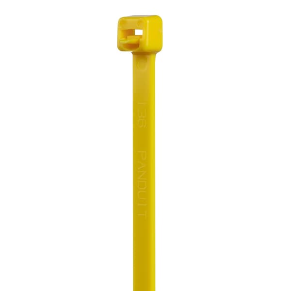 Panduit Cable Tie, 14-1/2 in L, 4 in Max Bundle Dia., Yellow, Nylon 6/6, 50 lb Strength, 1000 PK - PRT4S-M4Y