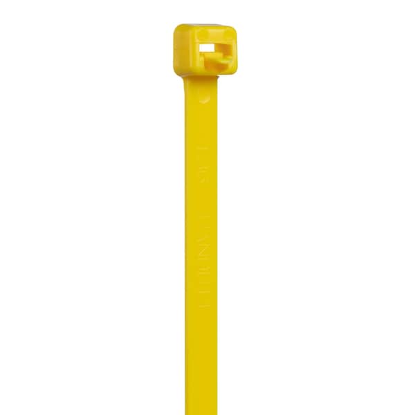 Panduit Cable Tie, 14-1/2 in L, 4 in Max Bundle Dia., Yellow, Nylon 6/6, 50 lb Strength, 1000 PK - PRT4S-M4Y