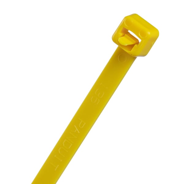 Panduit Cable Tie, 14-1/2 in L, 4 in Max Bundle Dia., Yellow, Nylon 6/6, 50 lb Strength, 1000 PK - PRT4S-M4Y