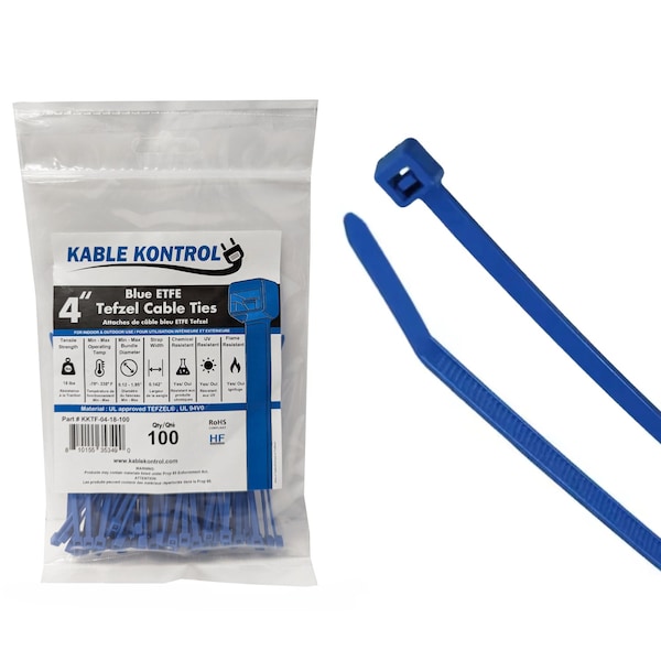 Kable Kontrol ETFE Tefzel Cable Zip Ties, 4 inch, 18lbs, 100PK - KKTF-04-18-100