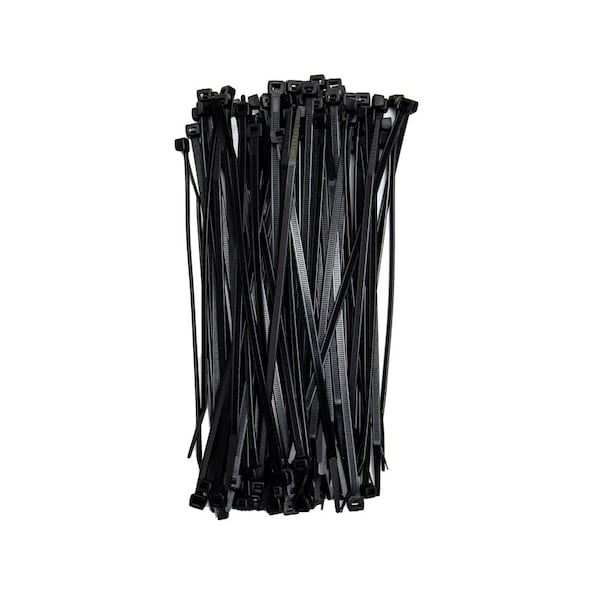 South Main Hardware Cable Tie, 8 in L, Black, Nylon, 75 lb Strength, 100 PK - 220138