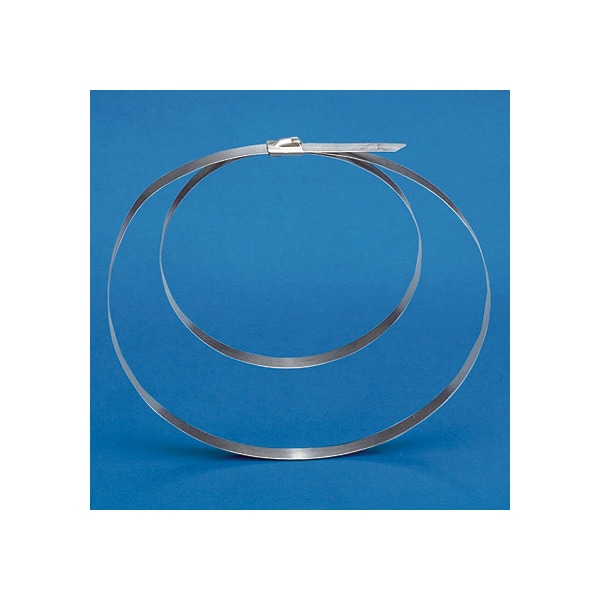 Panduit Cable Tie, 53-1/2 in L, 8 in Max Bundle Dia., Silver, 316 Stainless Steel, 1 lb Strength, 25 PK - MLT8DEH15-Q316