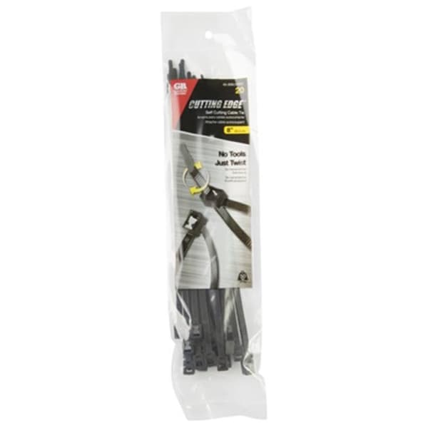 Gardner Bender Cable Tie, 8 in L, 2 in Max Bundle Dia., Black, Nylon 6/6, 50 lb Strength - 207473