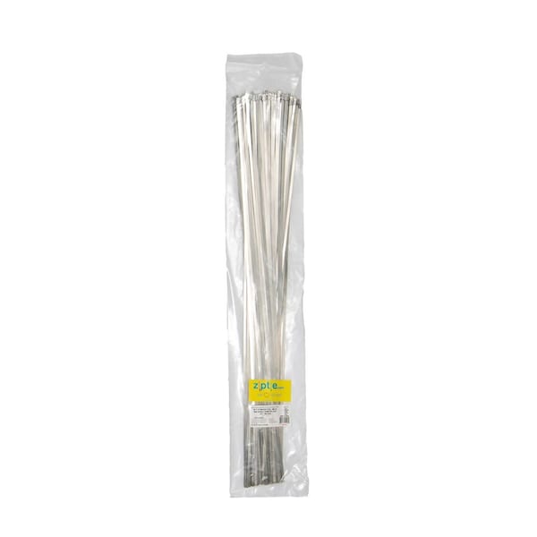 South Main Hardware Cable Tie, 27 in L, Silver, 304 Stainless Steel, 200 lb Strength, 100 PK - 222114