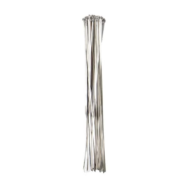 South Main Hardware Cable Tie, 27 in L, Silver, 304 Stainless Steel, 200 lb Strength, 100 PK - 222114