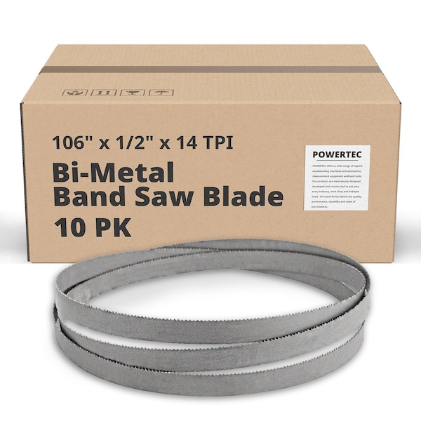 Powertec 105 in L, 1/2 in W, 14 TPI, Bi-Metal, 0.025 in Thick, 10 PK - 13390-P10
