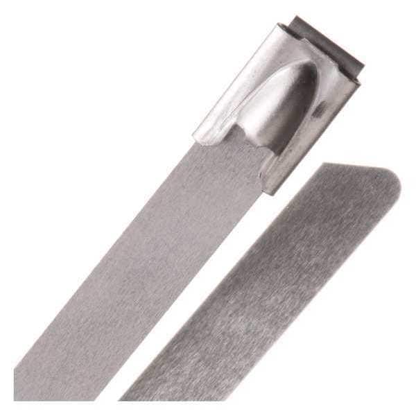 Techflex Cable Tie, 14-1/2 in L, Silver, Stainless Steel, 250 lb Strength - SSH14.50SV10