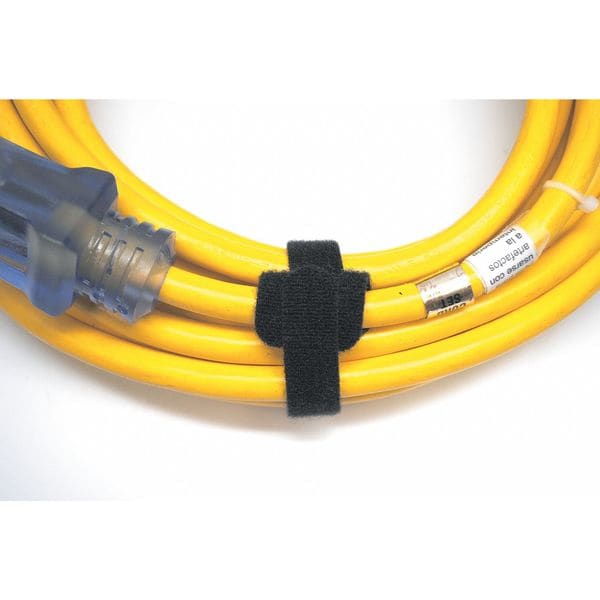 Velcro Brand Cable Tie, 8 in L, 2 in Max Bundle Dia., Black, Nylon, Polypropylene, 50 lb Strength, 675 PK - 170075