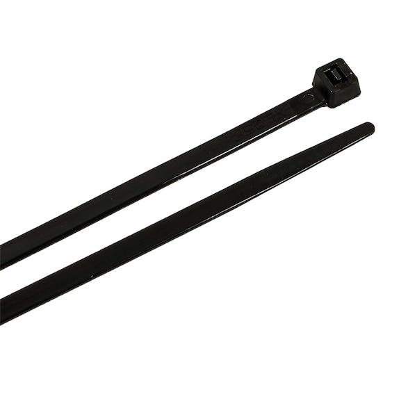 Forney Cable Tie, 12 in L, 3 in Max Bundle Dia., Black, Nylon 6/6, 50 lb Strength, 25 PK - 62027