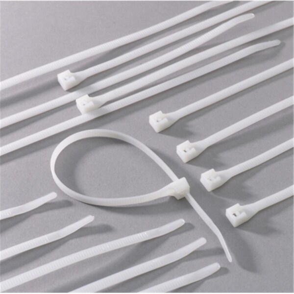 Acoustic Cable Tie, 4 in, 6 in, 8 in L, Natural, Nylon 6/6, 45 lb Strength - AC1805080
