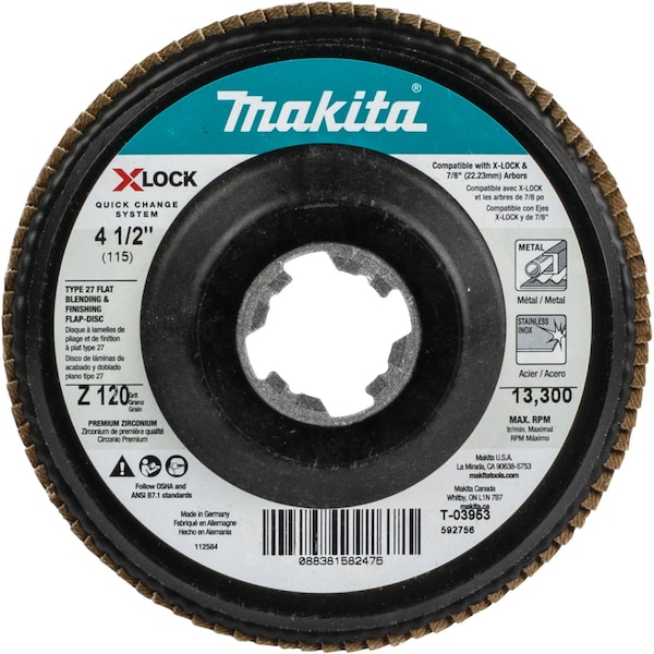 Makita X-LOCK Disco de Láminas Tipo 27 de 4 1/2", 120 Gri - T-03953