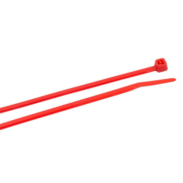 Forney Cable Tie, 4 in L, 3/4 in Max Bundle Dia., Red, Nylon 6/6, 18 lb Strength, 100 PK - 62003