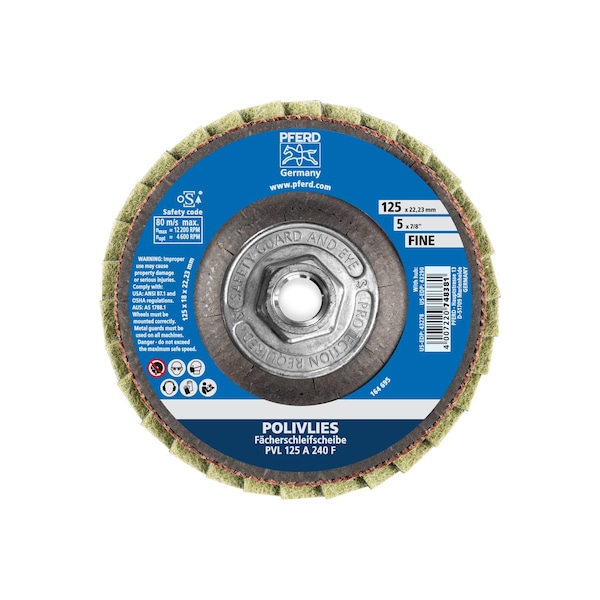 Disco de láminas no tejidas Pferd 5" POLIVLIES® - Rosca 5/8-11 - Grano fino - 43290