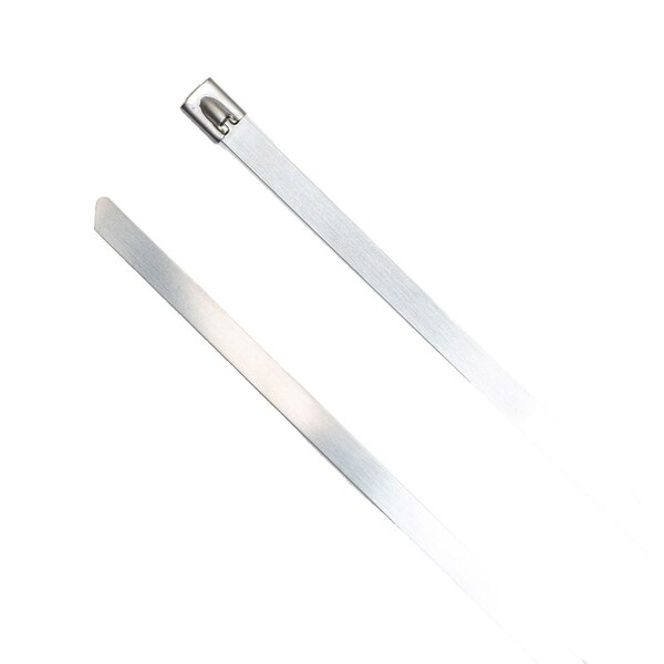 South Main Hardware Cable Tie, 27 in L, Silver, 304 Stainless Steel, 350 lb Strength, 100 PK - 222126
