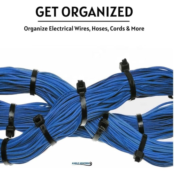 Kable Kontrol Black Zip Ties, 18in Inch L Heavy Duty, UV Resistant Nylon, 50 Lbs Tensile Strength, 100PK - CTUV-18-50-100-BK
