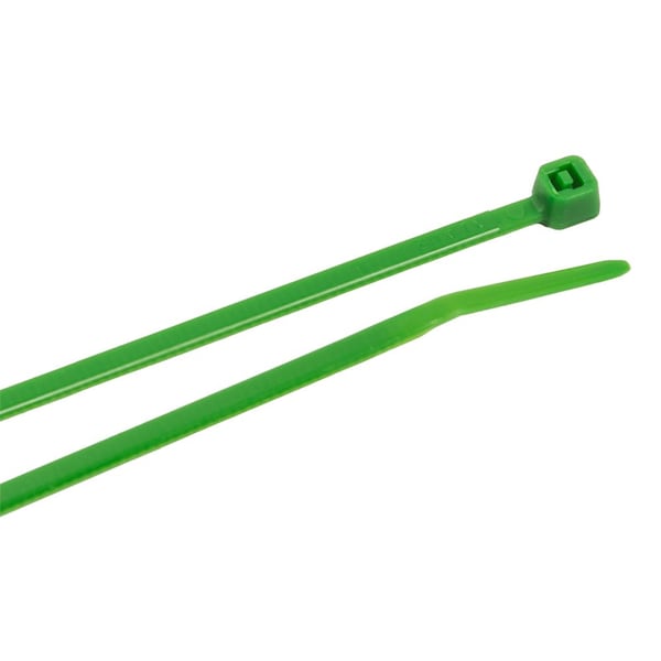 Forney Cable Tie, 4 in L, 3/4 in Max Bundle Dia., Green, Nylon 6/6, 18 lb Strength, 100 PK - 62005
