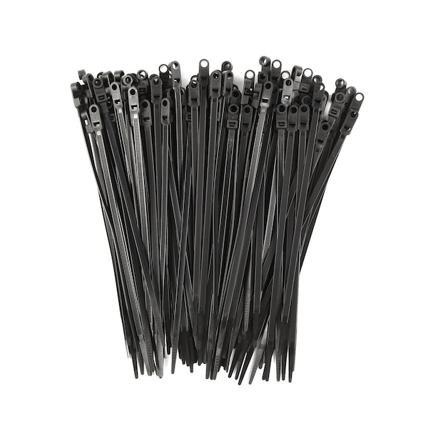 South Main Hardware Cable Tie, 8 in L, Black, 50 lb Strength, 100 PK - 222011