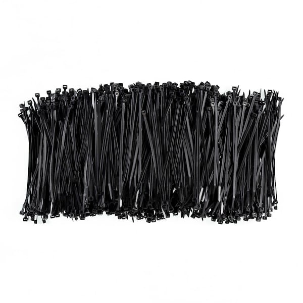 South Main Hardware Cable Tie, 8 in L, Black, Nylon, 75 lb Strength, 1000 PK - 222271