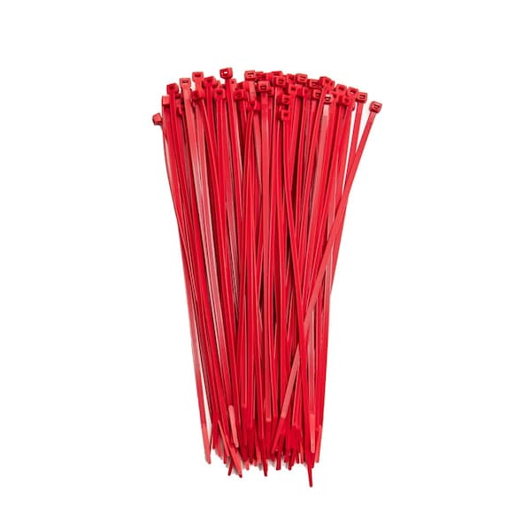 South Main Hardware Cable Tie, 11 in L, Red, Nylon, 75 lb Strength, 100 PK - 220170