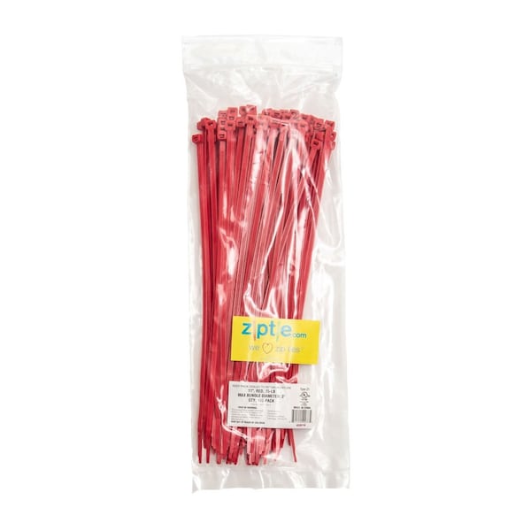 South Main Hardware Cable Tie, 11 in L, Red, Nylon, 75 lb Strength, 100 PK - 220170