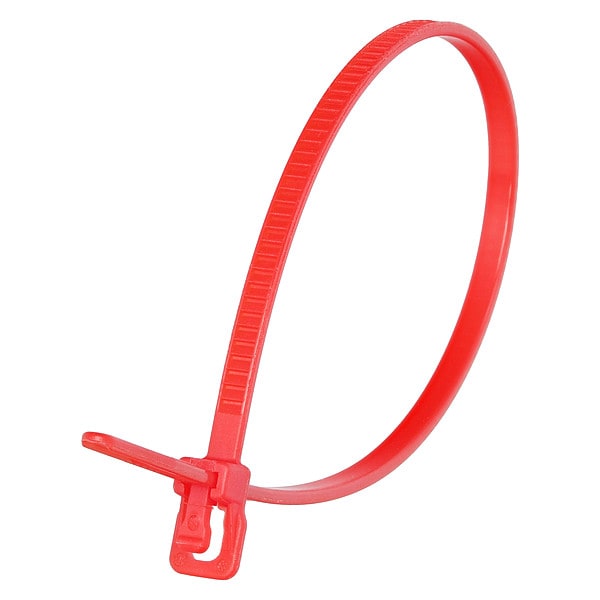 Retyz Cable Tie, 6 in L, 1.40 in Max Bundle Dia., Red, Nylon 6/6, 18 lb Strength, 100 PK - VRT-S06RD-TA