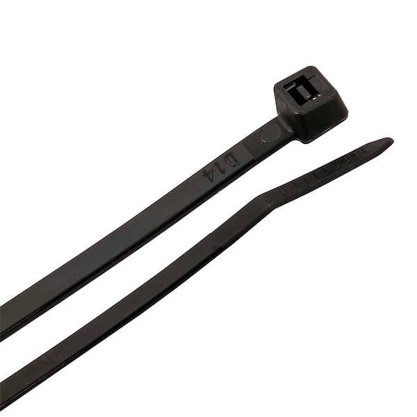 Forney Cable Tie, 14-1/2 in L, 4 in Max Bundle Dia., Black, Nylon 6/6, 50 lb Strength, 25 PK - 62040