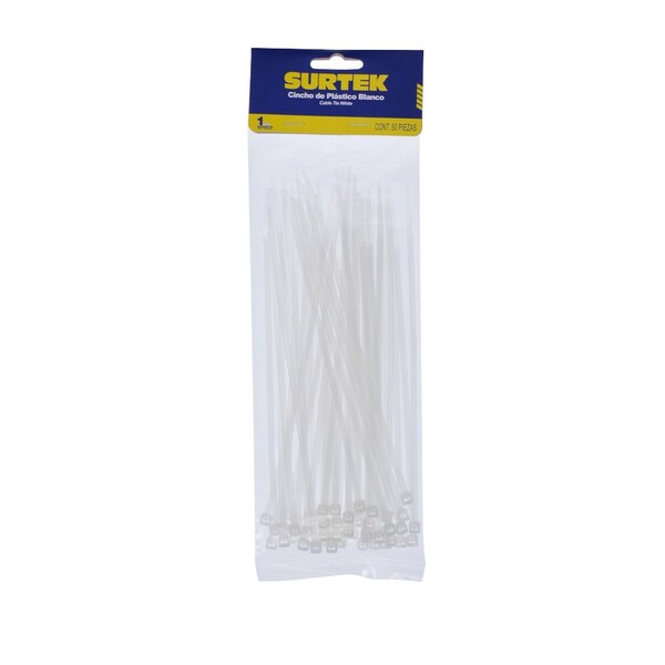 Surtek Cable Tie, 6 in L, Natural, Plastic, 40 lb Strength - 114204