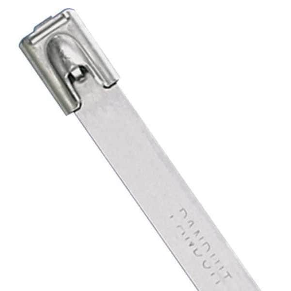 Panduit Cable Tie, 27 in L, 8 in Max Bundle Dia., Silver, 304 Stainless steel, 450 lb Strength, 50 PK - MLT8H-LP