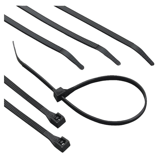Calterm Cable Tie, 4 in L, 13/16 in Max Bundle Dia., Black, Nylon 6/6, 18 lb Strength - 73270