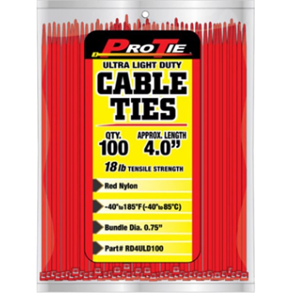 Favor Cable Tie, 4 in L, Yellow, Nylon 6/6, 18 lb Strength, 100 PK - FA3338964