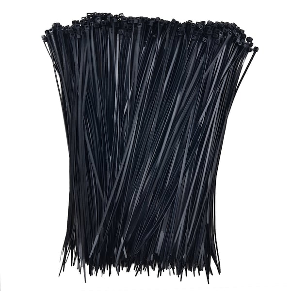 South Main Hardware Cable Tie, 14 in L, Black, Nylon, 40 lb Strength, 500 PK - 200108