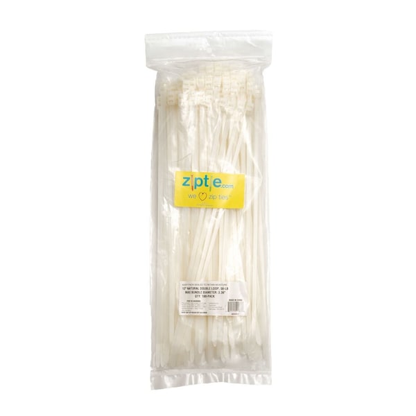 South Main Hardware Cable Tie, 12 in L, Natural, 50 lb Strength, 100 PK - 222064