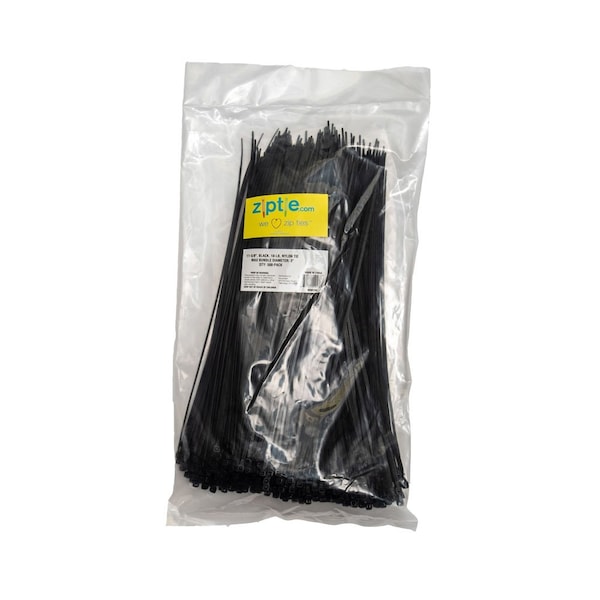 South Main Hardware Cable Tie, 11 in L, Black, Nylon, 18 lb Strength, 500 PK - 200104