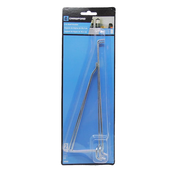 Crawford Crawford Zinc Plated Silver Steel 8 in. Peg Hook Shelf Bracket 2 pk - 18580