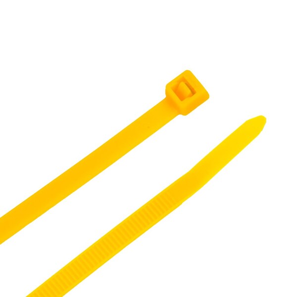 Forney Cable Tie, 8 in L, 2 in Max Bundle Dia., Yellow, Nylon 6/6, 50 lb Strength, 100 PK - 62018