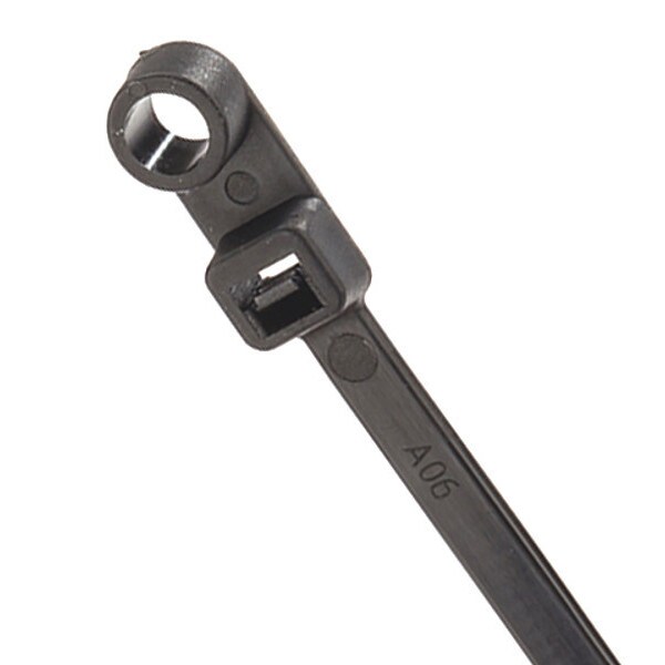 Nsi Industries Cable Tie, 6 in L, 1-1/2 in Max Bundle Dia., Black, Nylon 6/6, 30 lb Strength - GRP-M630B