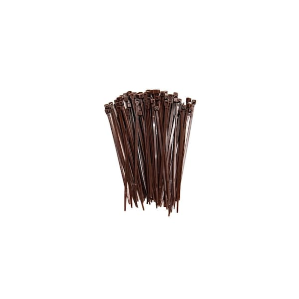 South Main Hardware Cable Tie, 4 in L, Dark Brown, Nylon, 18 lb Strength, 100 PK - 220109