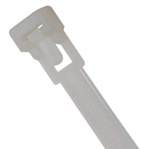 Power First Cable Tie, 8 in L, 1-7/8 in Max Bundle Dia., Natural, Nylon 6/6, 50 lb Strength, 100 PK - 36J196