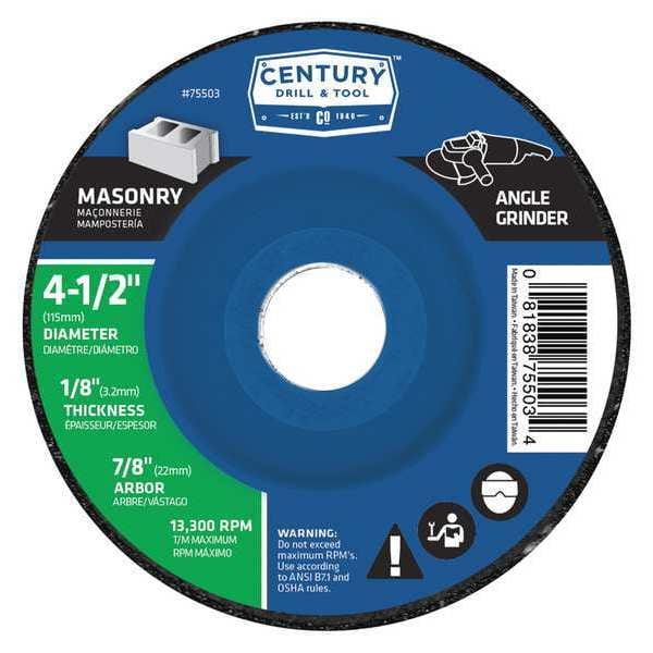 Rueda de molienda para taladro y herramientas Century, 4-1/2x1/8 in., Tipo 27 - 75503