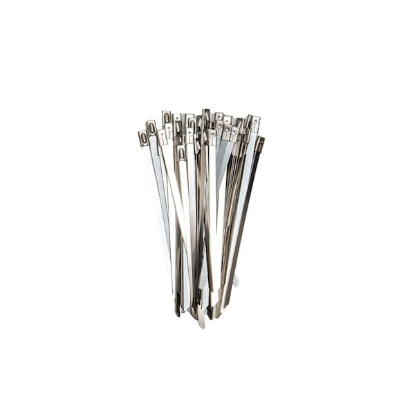 South Main Hardware Cable Tie, 5 in L, Silver, 304 Stainless Steel, 200 lb Strength, 50 PK - 222103