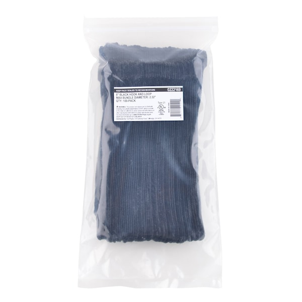 South Main Hardware Cable Tie, 8 in L, Black, 100 PK - 222169