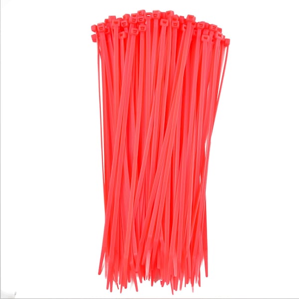 South Main Hardware Cable Tie, 11 in L, Fluorescent Pink, Nylon, 75 lb Strength, 100 PK - 220180