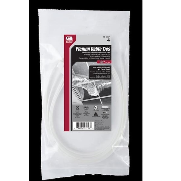 Gardner Bender Cable Tie, 36 in L, Natural, 180 lb Strength - 7296353