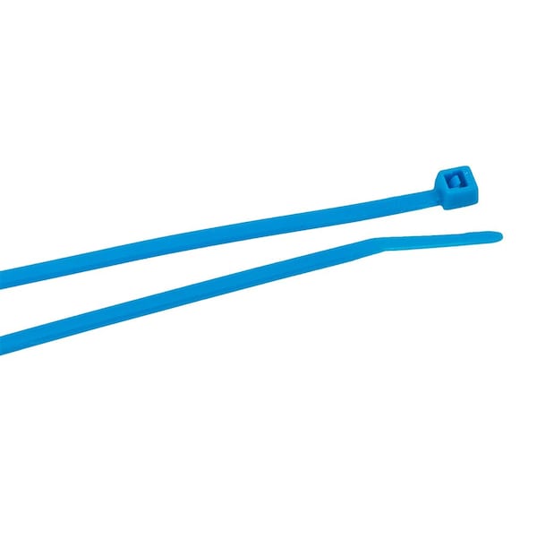 Forney Cable Tie, 4 in L, 3/4 in Max Bundle Dia., Blue, Nylon 6/6, 18 lb Strength, 100 PK - 62006